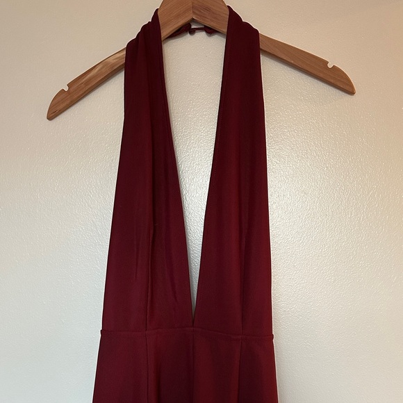 Tobi Burgundy Backless Halter Maxi Dress - Picture 2 of 6